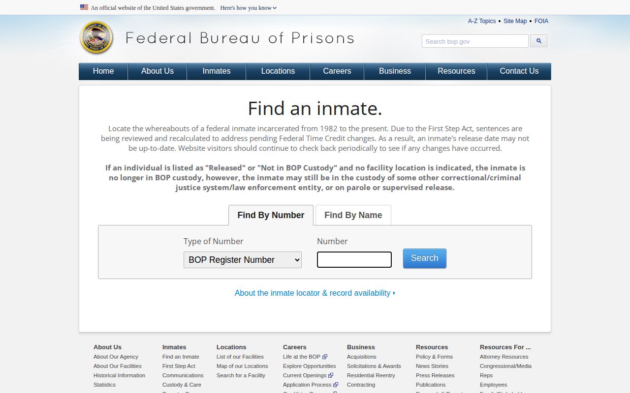 Federal BOP locator for custody separate from Marengo County arrests