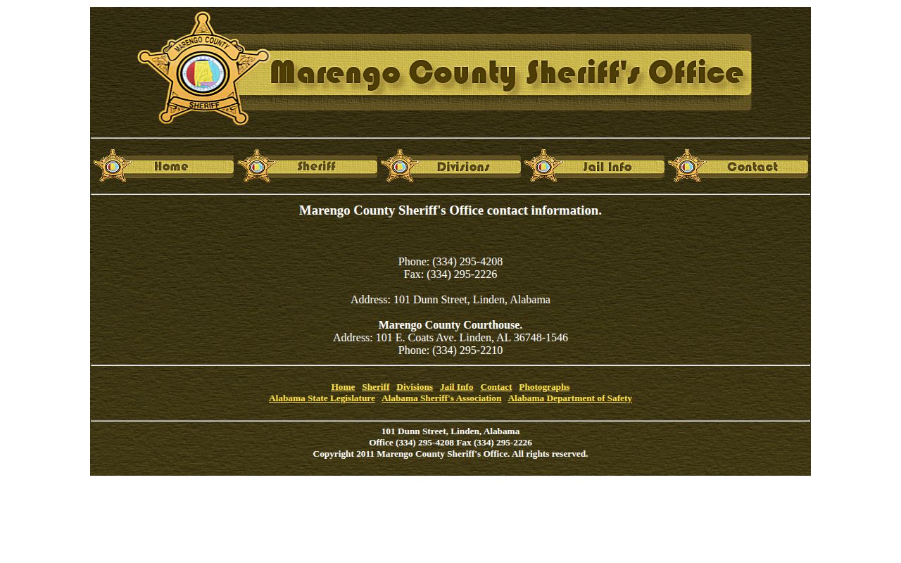 Marengo County booking record sheriff contact source
